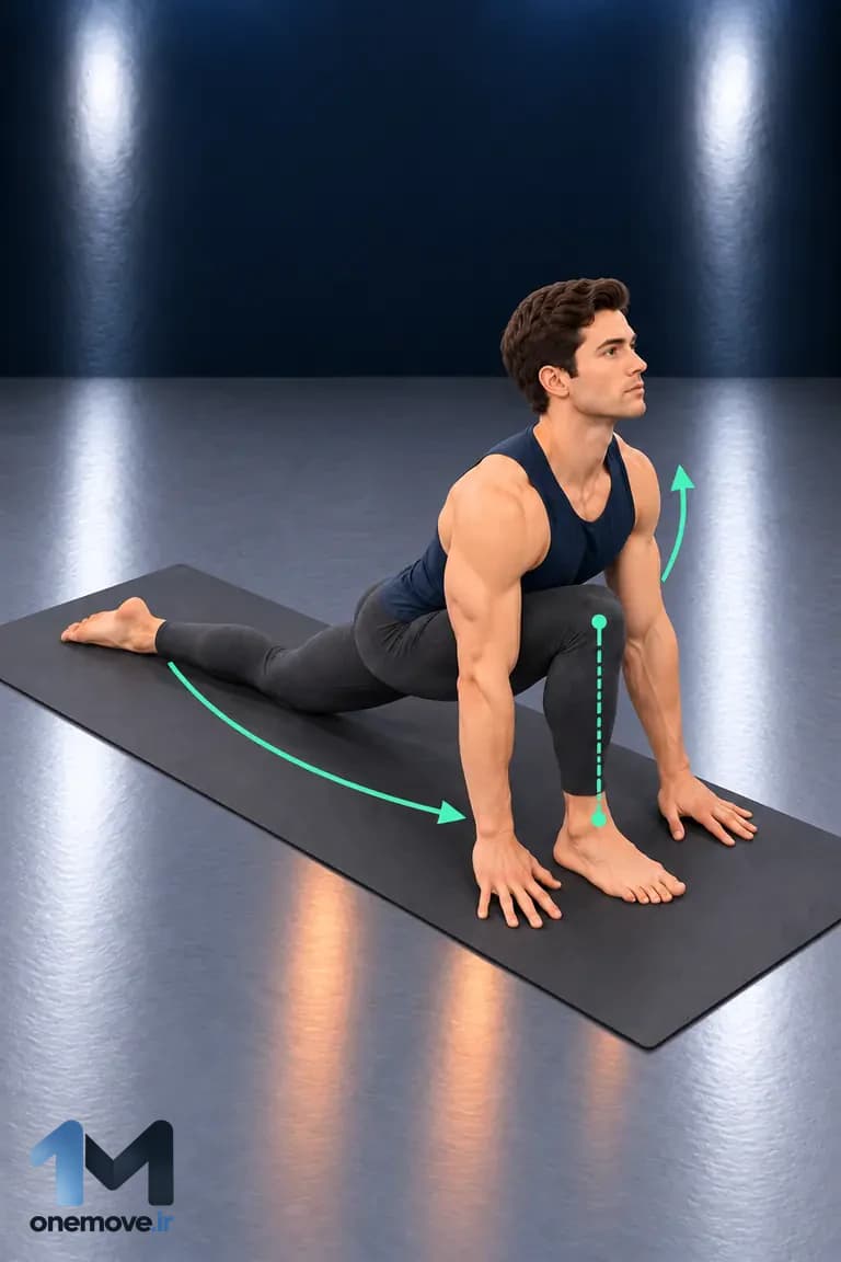 opposite leg lunge سلام بر خورشید در یوگا